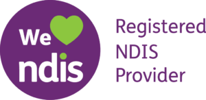 Image of circle and the words We heart NDIS. NDIS Registered Provider